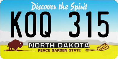 ND license plate KOQ315