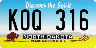 ND license plate KOQ316