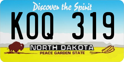 ND license plate KOQ319