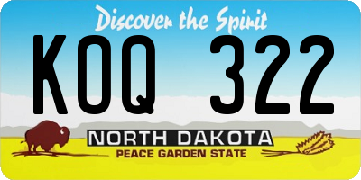 ND license plate KOQ322