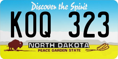 ND license plate KOQ323