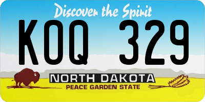 ND license plate KOQ329