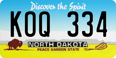 ND license plate KOQ334