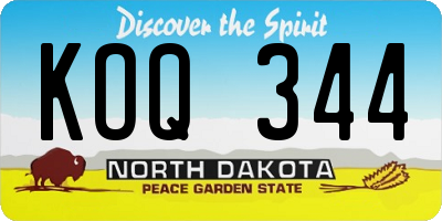ND license plate KOQ344