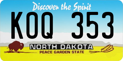 ND license plate KOQ353