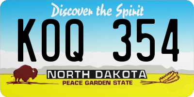 ND license plate KOQ354
