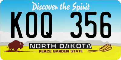 ND license plate KOQ356