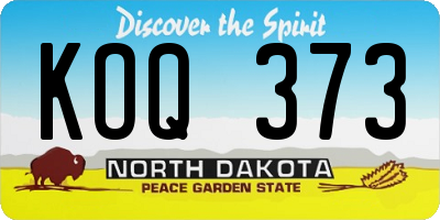 ND license plate KOQ373