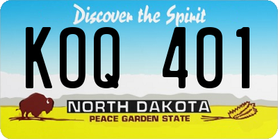 ND license plate KOQ401