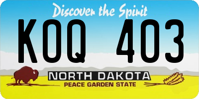 ND license plate KOQ403