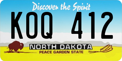 ND license plate KOQ412