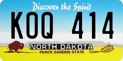 ND license plate KOQ414