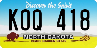 ND license plate KOQ418