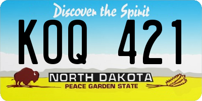 ND license plate KOQ421