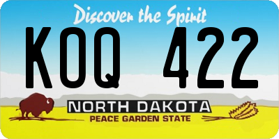 ND license plate KOQ422