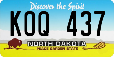 ND license plate KOQ437