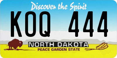 ND license plate KOQ444