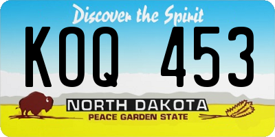 ND license plate KOQ453