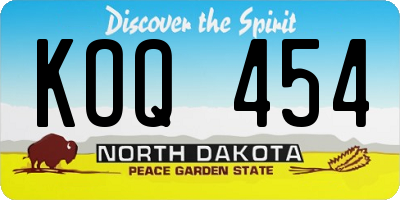 ND license plate KOQ454