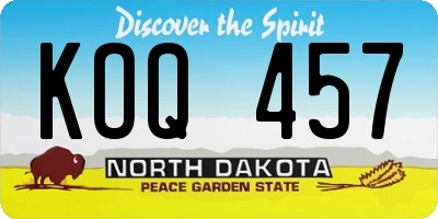 ND license plate KOQ457