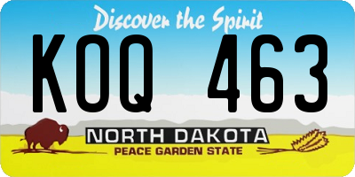 ND license plate KOQ463
