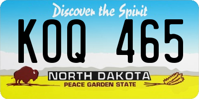 ND license plate KOQ465