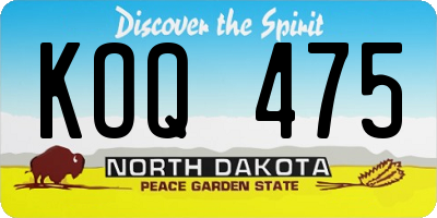 ND license plate KOQ475