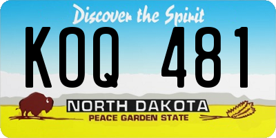 ND license plate KOQ481