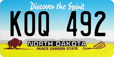 ND license plate KOQ492