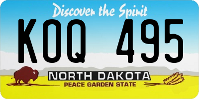 ND license plate KOQ495