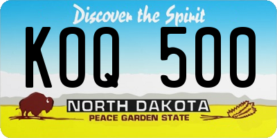 ND license plate KOQ500