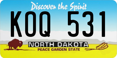 ND license plate KOQ531