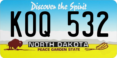 ND license plate KOQ532