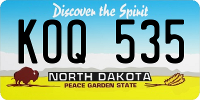 ND license plate KOQ535