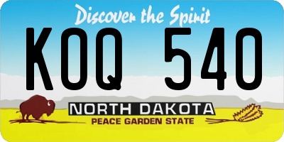 ND license plate KOQ540