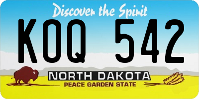ND license plate KOQ542