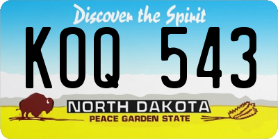 ND license plate KOQ543