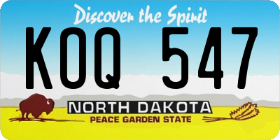 ND license plate KOQ547