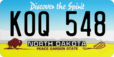 ND license plate KOQ548