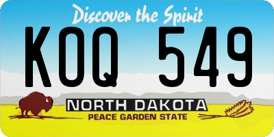 ND license plate KOQ549