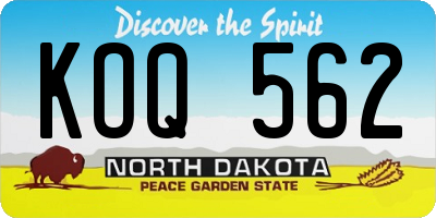 ND license plate KOQ562