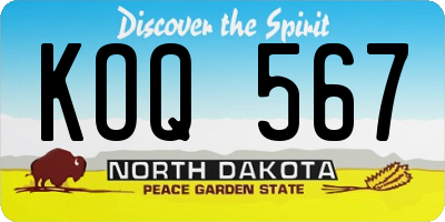 ND license plate KOQ567