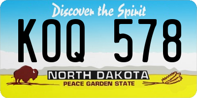 ND license plate KOQ578