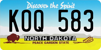 ND license plate KOQ583