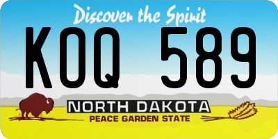 ND license plate KOQ589