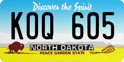 ND license plate KOQ605