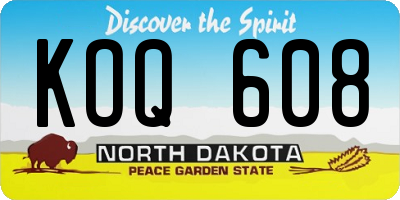 ND license plate KOQ608
