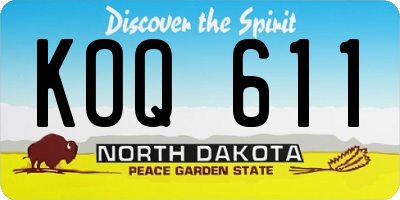 ND license plate KOQ611
