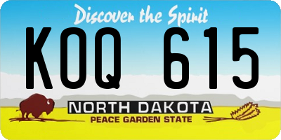 ND license plate KOQ615