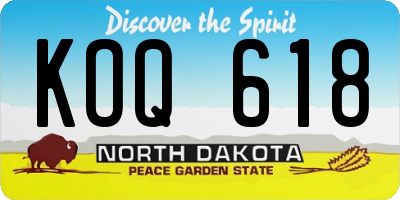 ND license plate KOQ618
